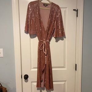 Pink Velvet Wrap Dress